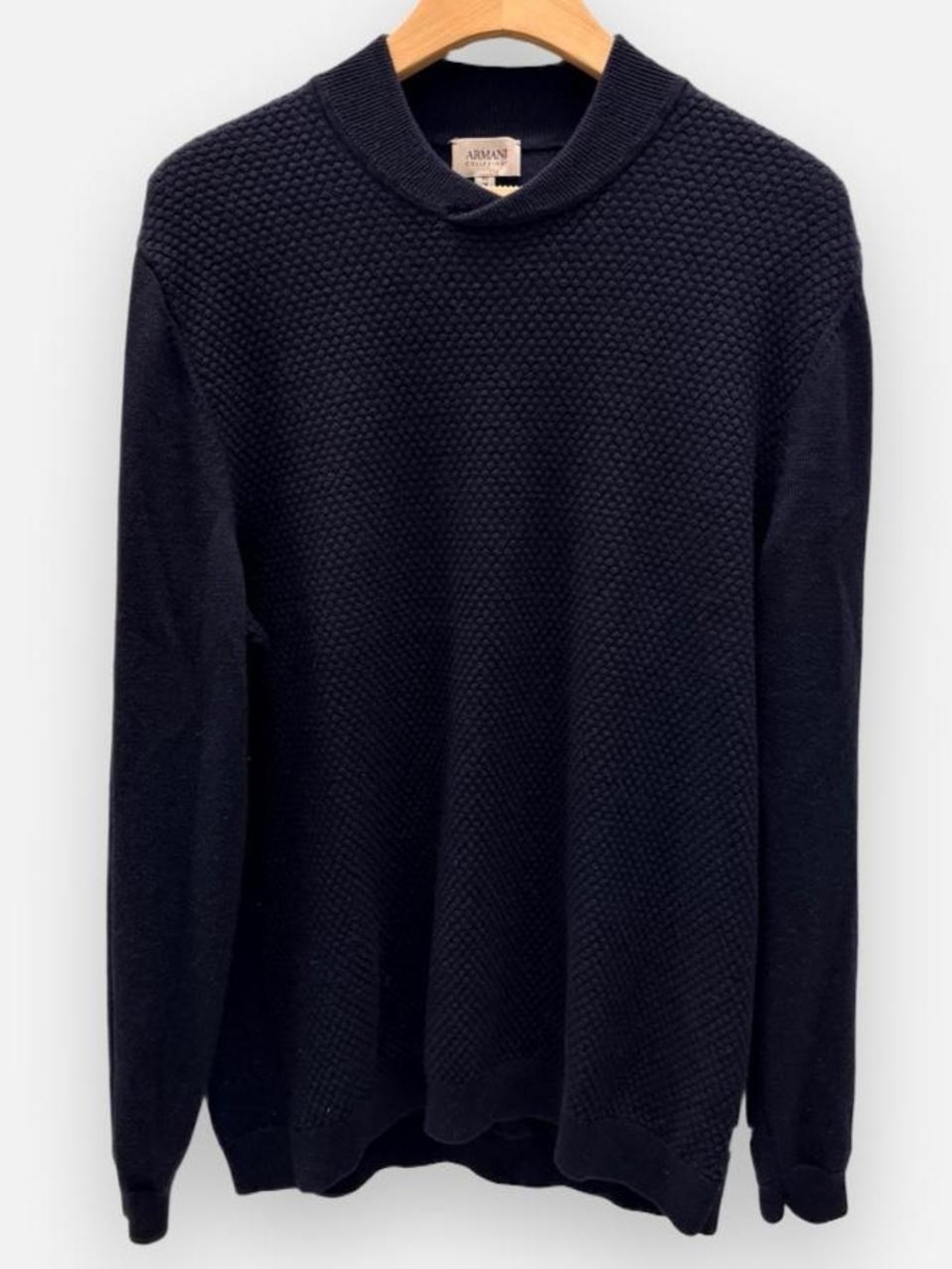 Armani Collezioni Navy Textured Crewneck Sweater XL